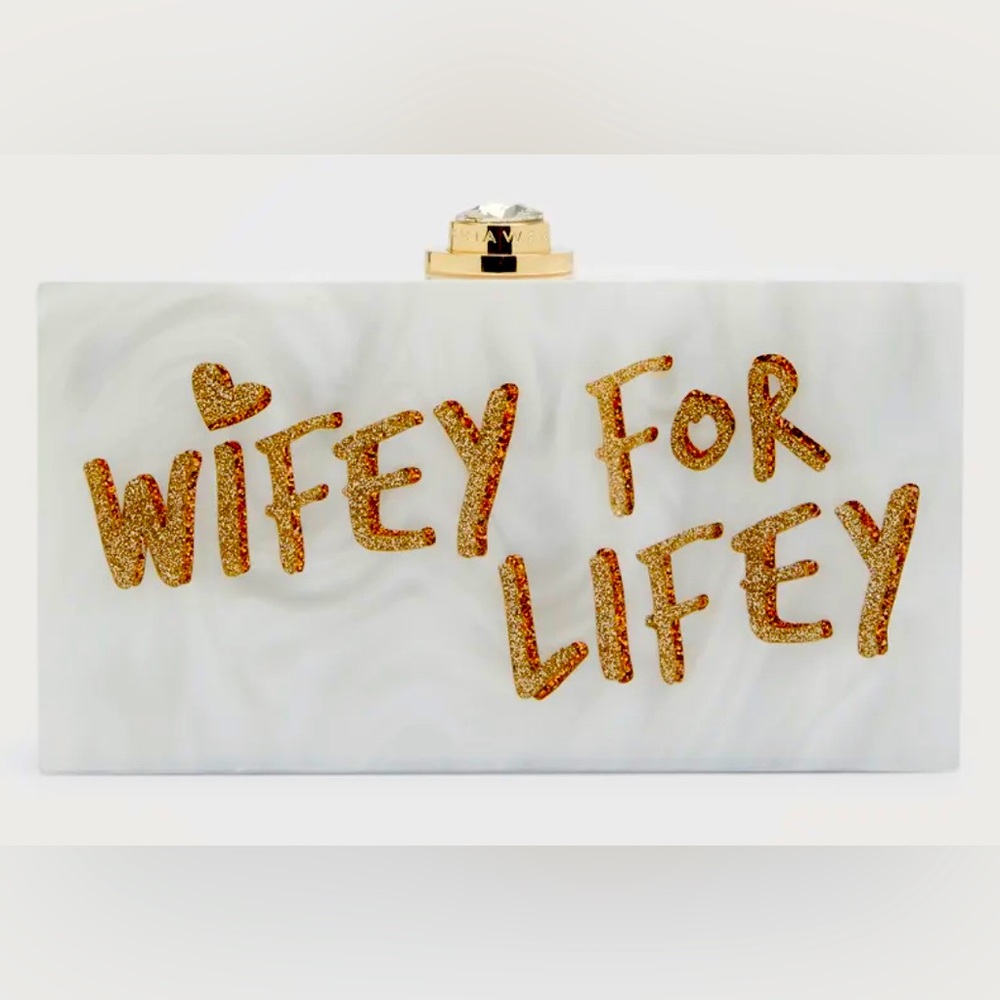 Sophia Webster w/ box and dust bag
Cleo Wifey For Lifey Clutch Bag acrylic white